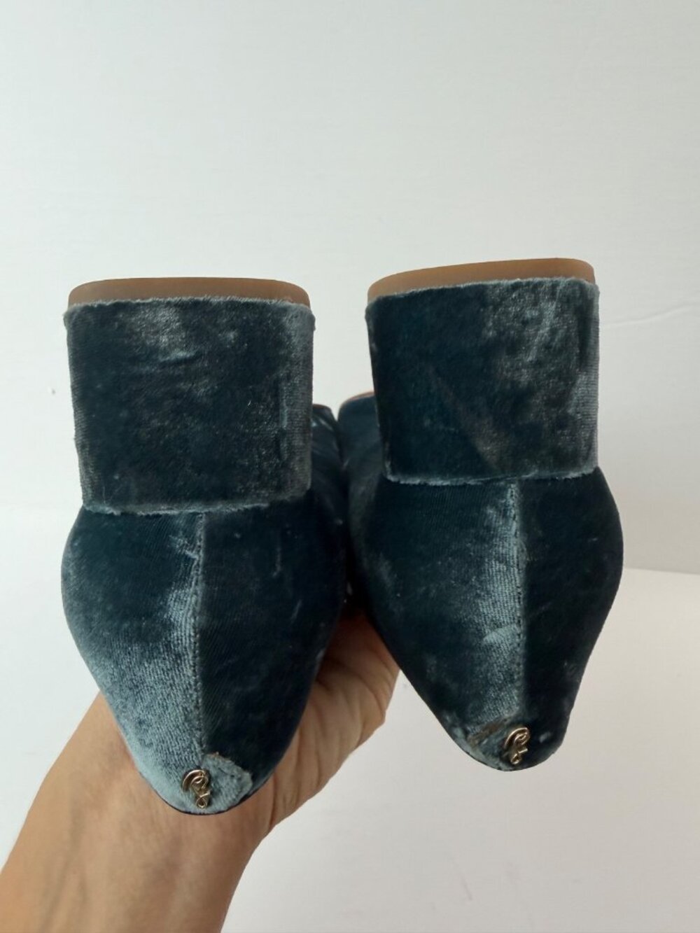 Sam Edelman Blue Velvet Double-Strap Block Heel Pumps - Picture 14 of 16